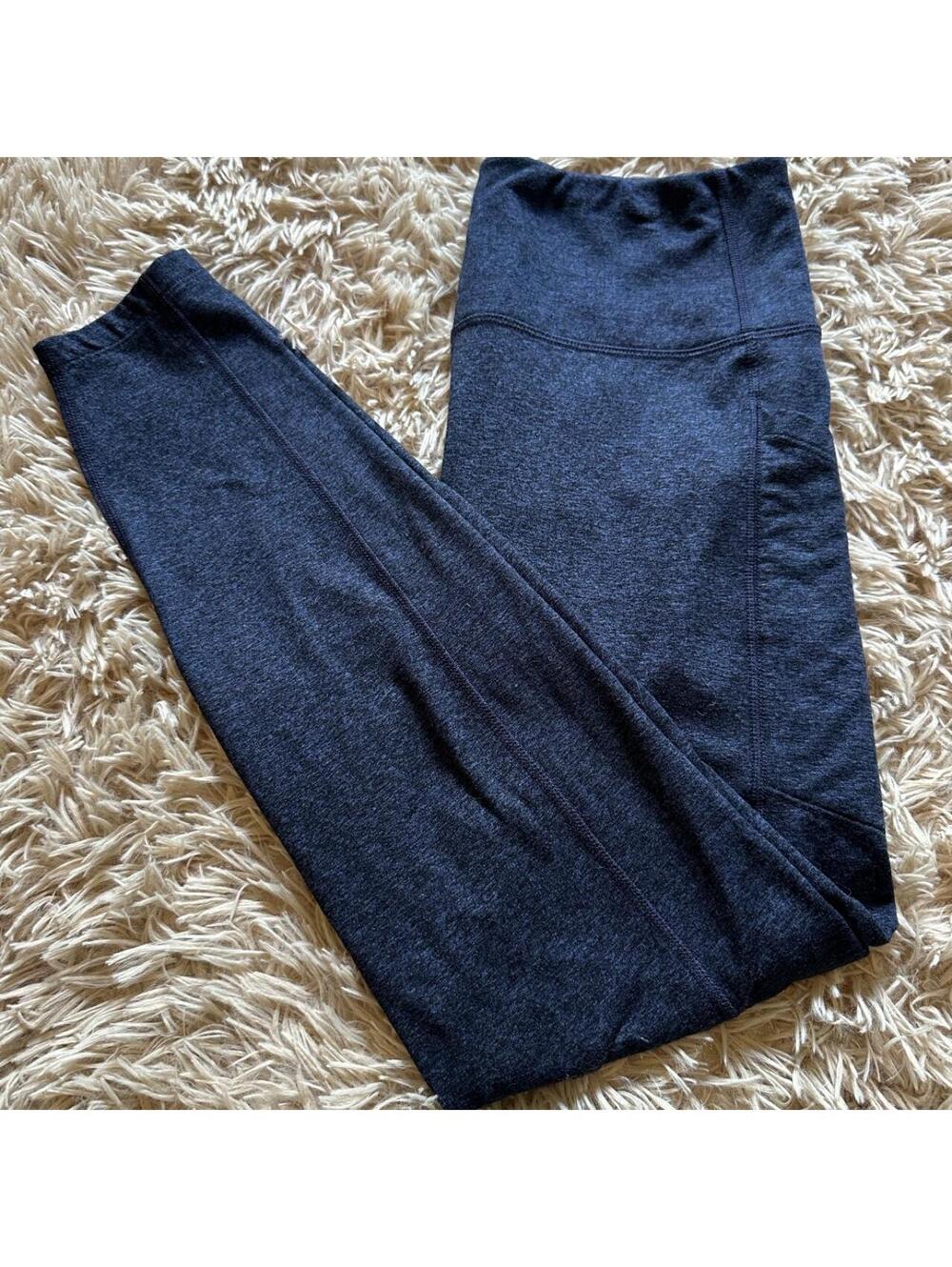 Core 10 Women's Dark Gray High Waist Leggings with Side Pockets, Size M